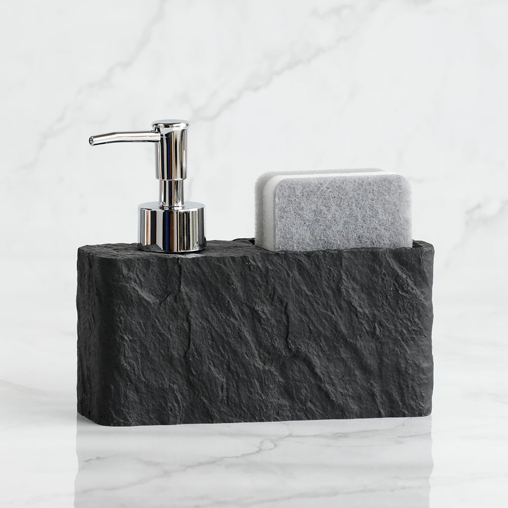 Black Soap Dispenser with Built-in Sponge Holder – Elegant Kitchen or Bathroom Soap Dispenser for Liquid Hand Soap and Dish Soap 0
