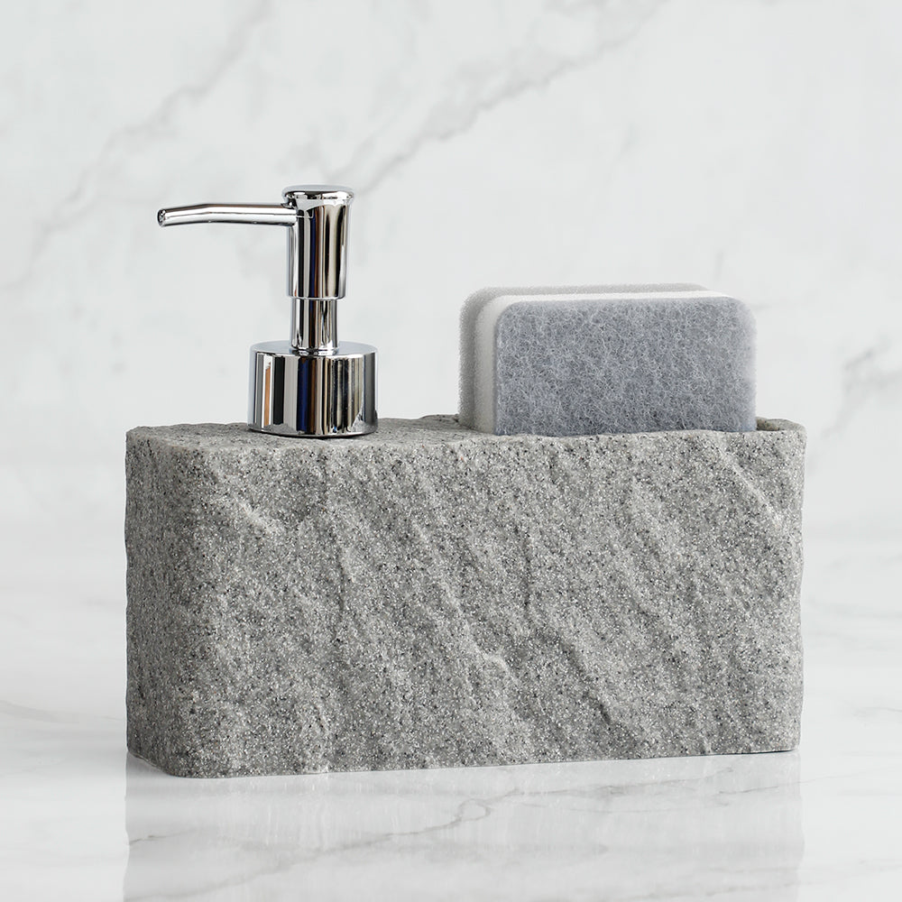 Black Soap Dispenser with Built-in Sponge Holder – Elegant Kitchen or Bathroom Soap Dispenser for Liquid Hand Soap and Dish Soap 1