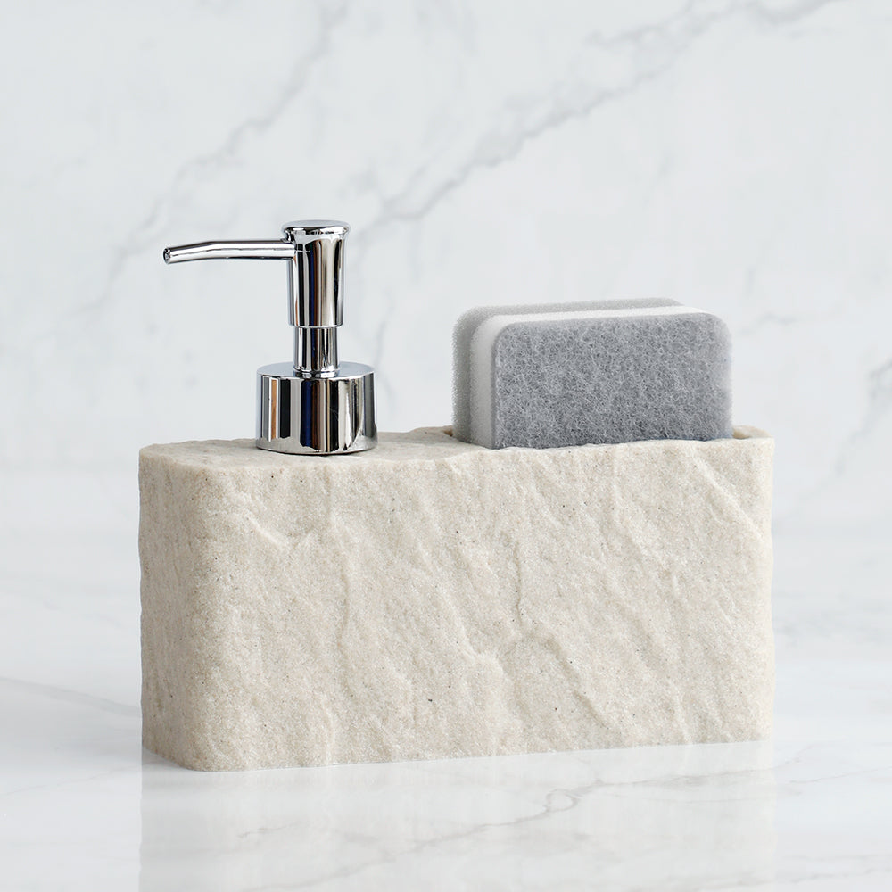 Black Soap Dispenser with Built-in Sponge Holder – Elegant Kitchen or Bathroom Soap Dispenser for Liquid Hand Soap and Dish Soap 2