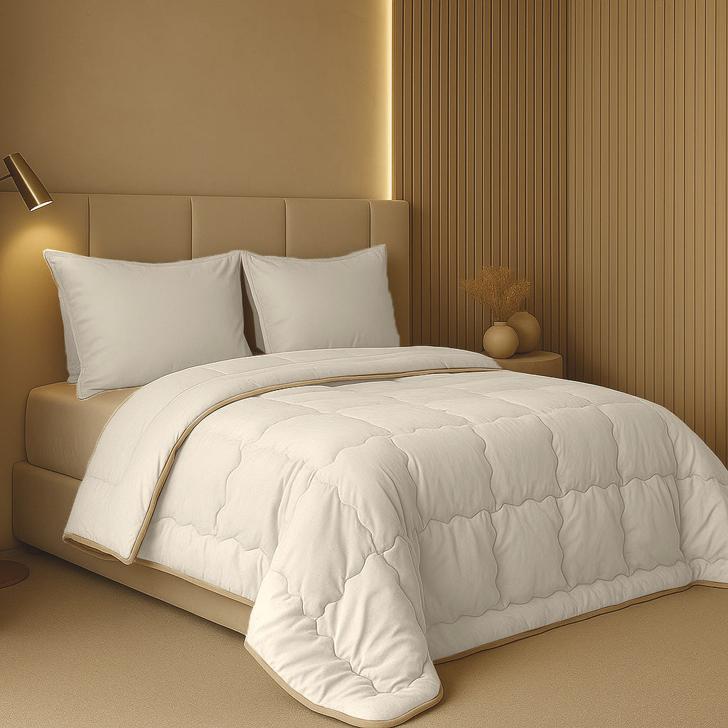Cooling Summer Duvet 2-in-1 Bedspread in Pearl White – Soft Satin Fabric for Breathable Comfort & Temperature Regulation 4
