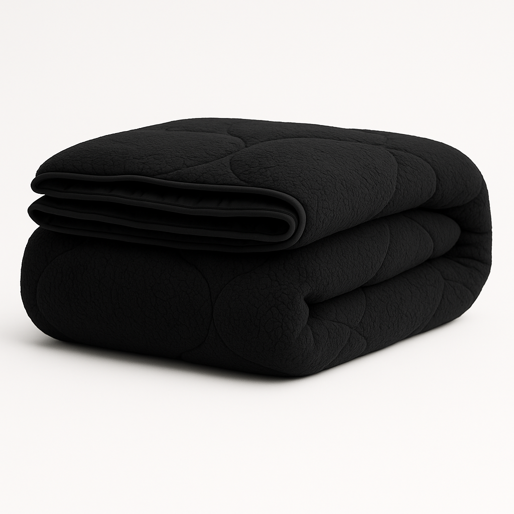 Jet Black Teddy Blanket – 2-in-1 Duvet and Bedspread, Soft Breathable Fabric, Available in Multiple Sizes 0