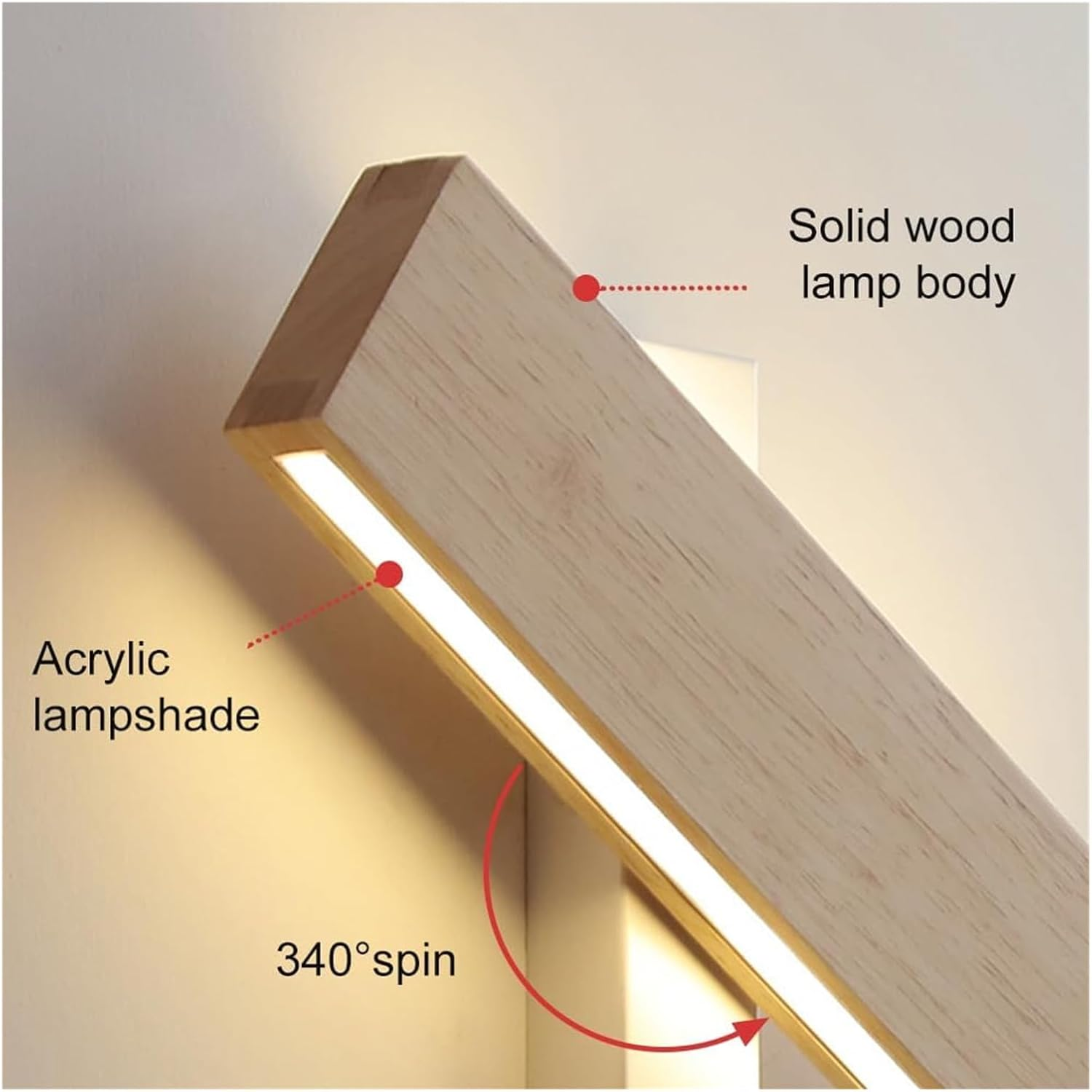 Rotatable Wood LED Wall Light – Modern Wall Sconce for Hallway and Bedroom, Energy-Efficient Illumination 7