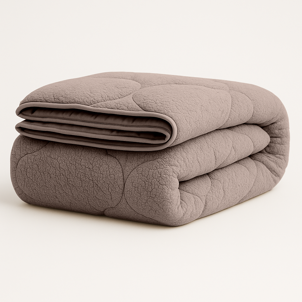 Teddy Blanket 2-in-1 Duvet and Bedspread, Iced Coffee Taupe, Soft Heat-Regulating Fabric, Versatile for All Seasons, Easy Care 0