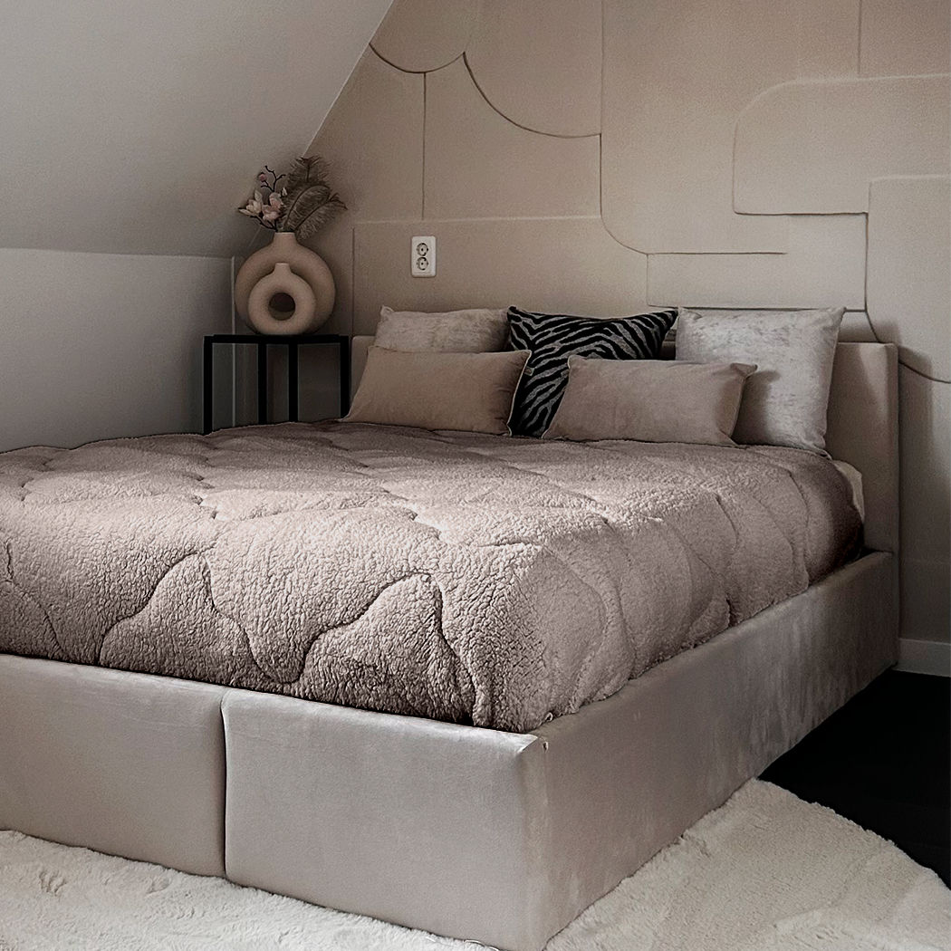 Teddy Blanket 2-in-1 Duvet and Bedspread, Iced Coffee Taupe, Soft Heat-Regulating Fabric, Versatile for All Seasons, Easy Care 1