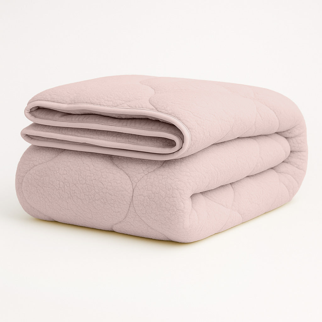 Teddy Blanket in Blush Pink - 2-in-1 Duvet and Bedspread, Soft and Breathable for All Seasons, Machine Washable, Multiple Sizes Available 0